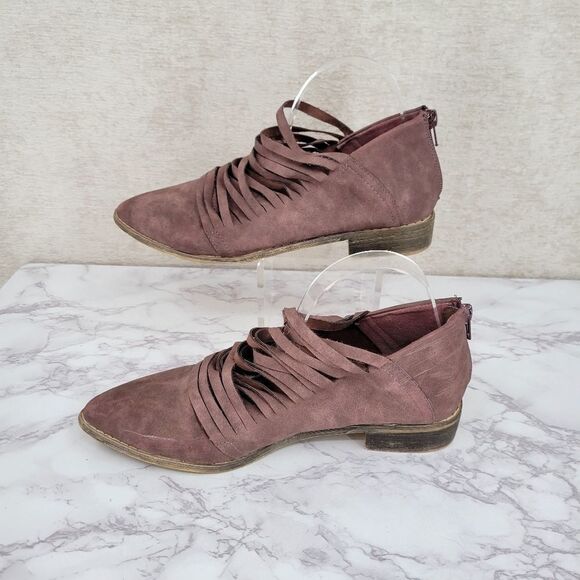 MI.IM Dusty Plum Purple Mauve Sliced Shooties Ankle Booties Leather Boots - Picture 5 of 13